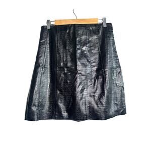 HYFVE Black Faux Leather Snap Front Mini Skirt – Size Medium